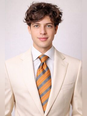 Ermenegildo Zegna Orange and Gray Striped Tie
